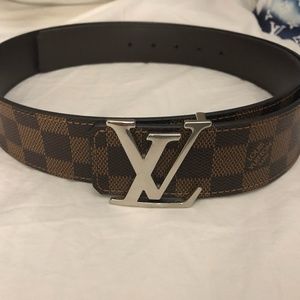 Louis Vuitton Damier Ebene Canvas LV Initiales Belt 90CM Louis